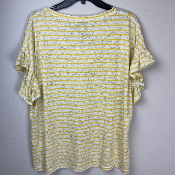 3/30$🔥 NWT Gibson & Latimer Stripe Ruffle Slv Tee - Picture 3 of 9